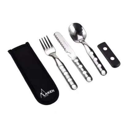 Laken Çelik Çatal, Kaşık, Bıçak 3Lü Set + Neopren Kılıflı  