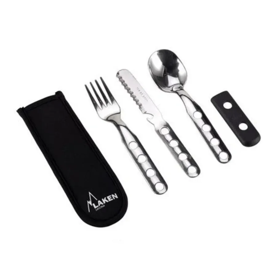 Laken Çelik Çatal, Kaşık, Bıçak 3Lü Set + Neopren Kılıflı  