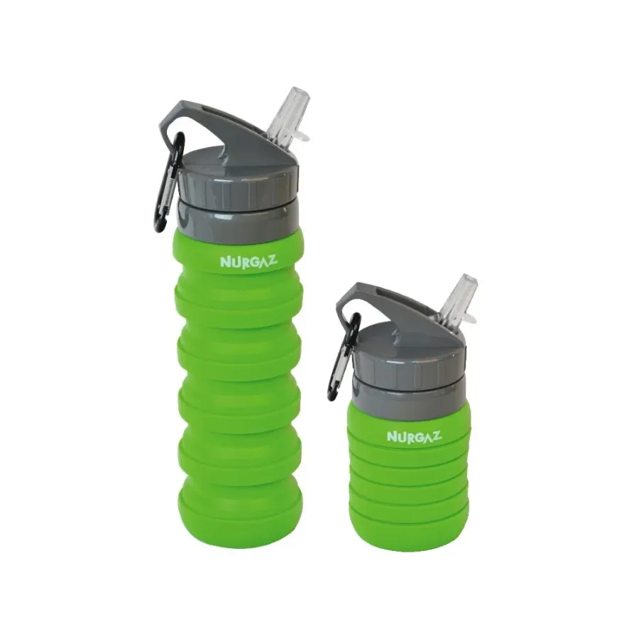 Nurgaz Silikon Katlanabilir 0.75L Yeşil - Matara