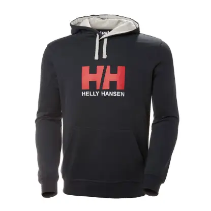 Helly Hansen Logo Hoodie - Navy resmi