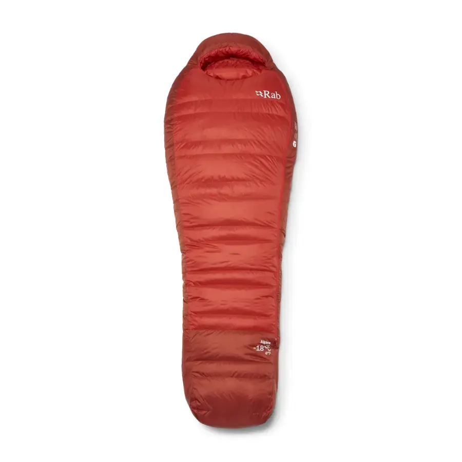 Rab Alpine -18 °C Ördek Tüyü Uyku Tulumu - Dark Horizon/Tuscan Red