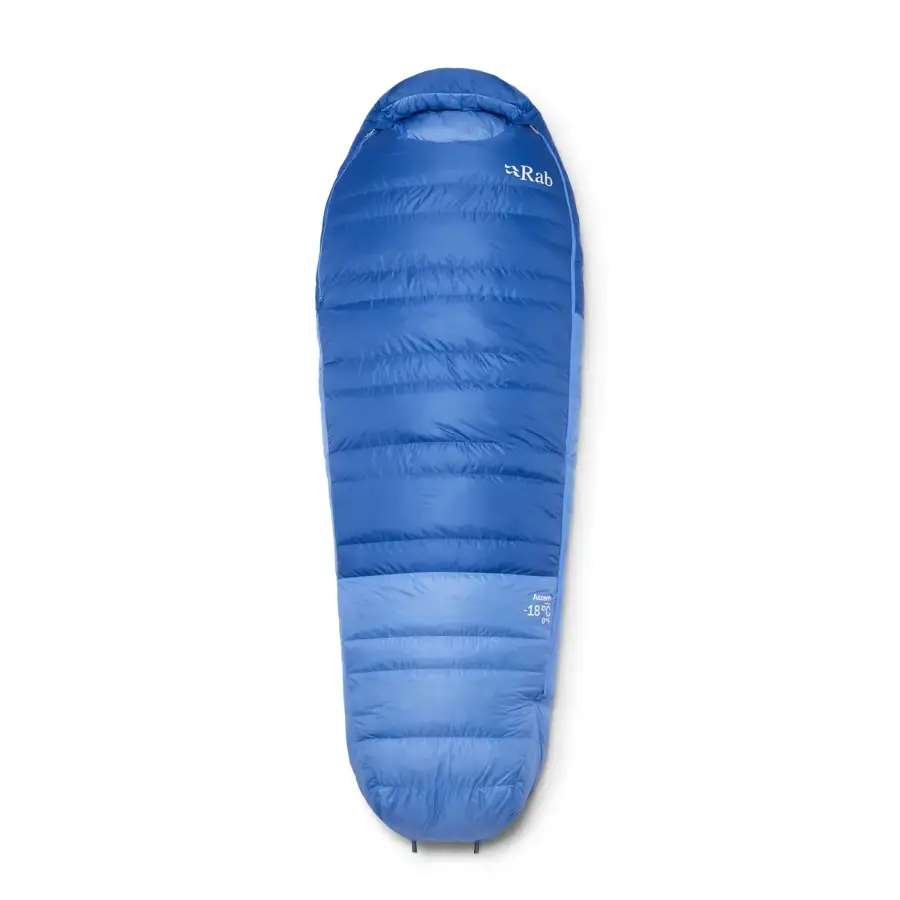 Rab Ascent -18 °C Kadın Ördek Tüyü Uyku Tulumu - Dark Bluebird/Bluebird