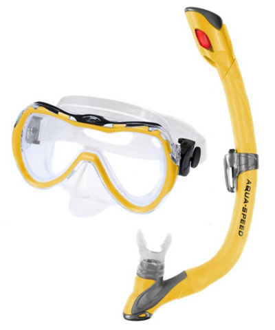 Aqua Speed  Enzo + Samos Snorkel Set- Yellow için detaylar