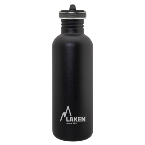 Laken 1L Basic with Flow Cap Paslanmaz Çelik Matara - Siyah için detaylar