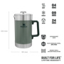 Stanley 1.4L The Stay-Hot French Press - Büyük Boy Kahve Presi için detaylar