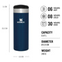 Stanley The AeroLight™ Transit Mug 0.47L - Royal Blue Metallic - Lacivert için detaylar